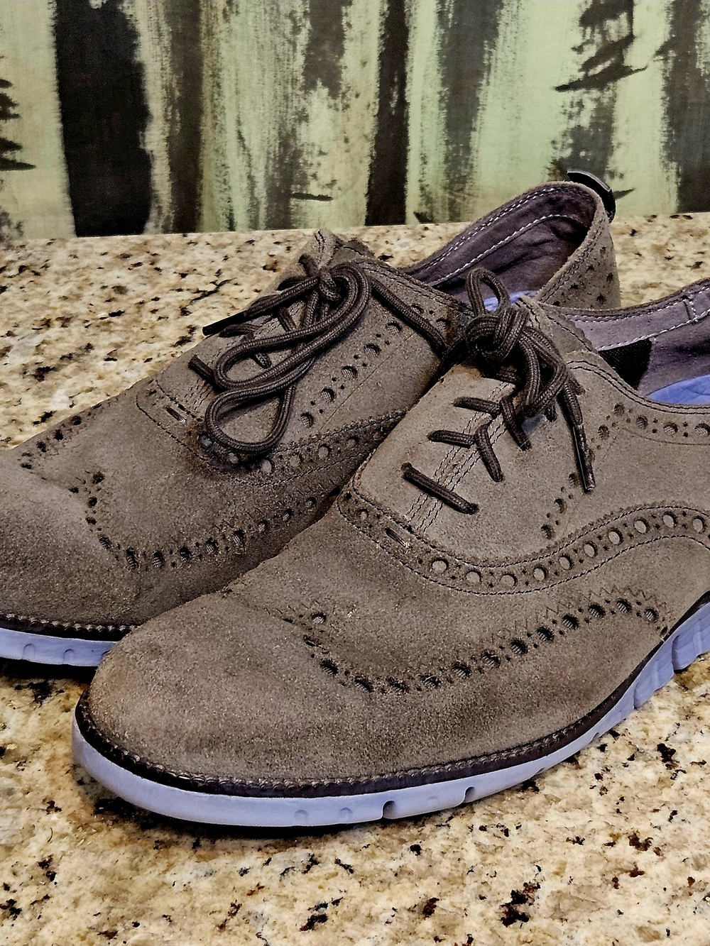 Cole Haan Hybrid Sneaker Men's Suede Wingtip Oxford Shoes - ZEROGRAND Gray 9.5